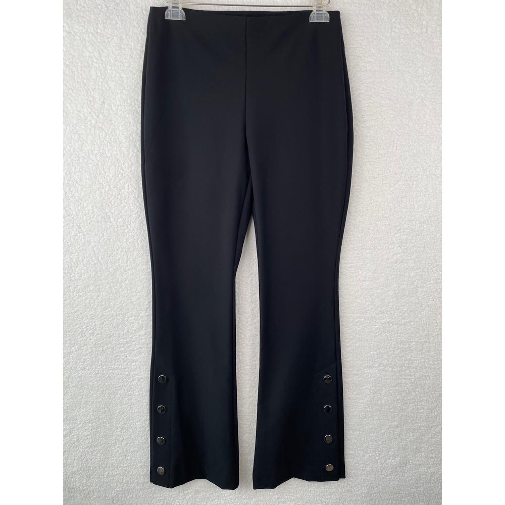INC International Concepts Womens Black Flare Snap Button Pull On Pants Size 8